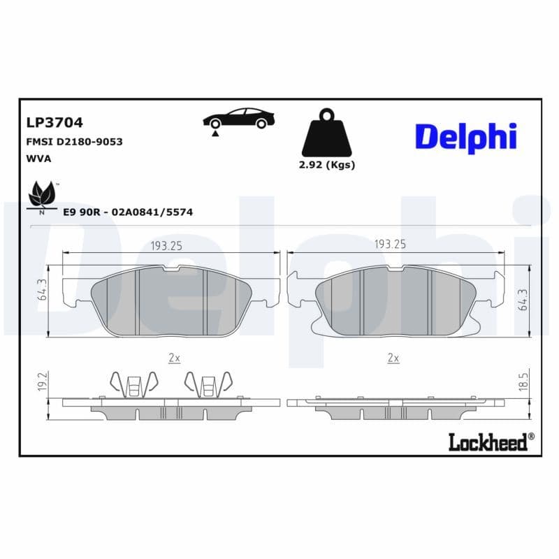 set placute frana,frana disc DELPHI LP3704