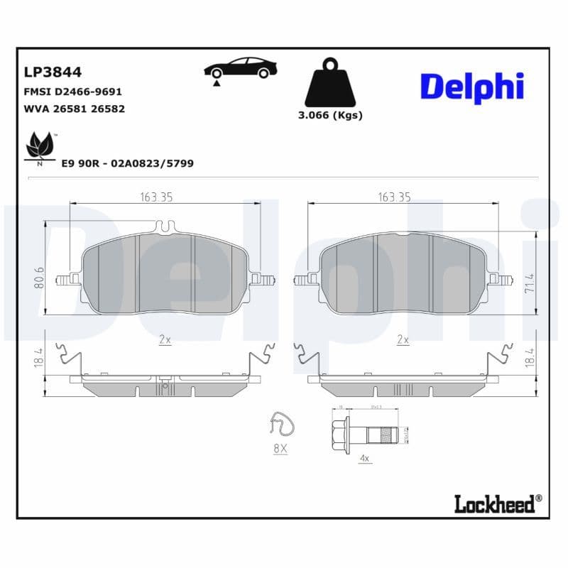 set placute frana,frana disc DELPHI LP3844