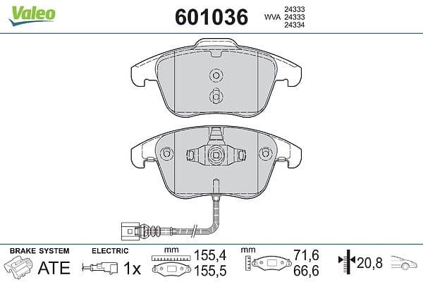 set placute frana,frana disc VALEO 601036
