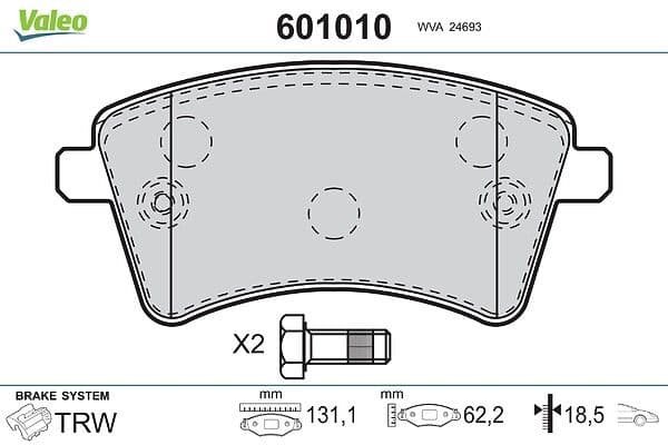 set placute frana,frana disc VALEO 601010