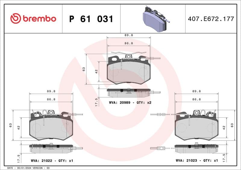 set placute frana,frana disc BREMBO PRIME LINE P 61 031