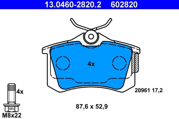 set placute frana,frana disc ATE 13.0460-2820.2