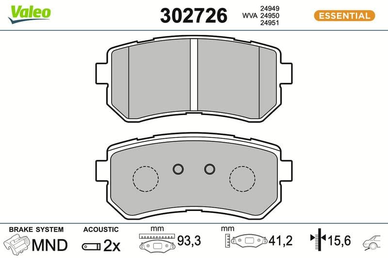 set placute frana,frana disc VALEO ESSENTIAL 302726