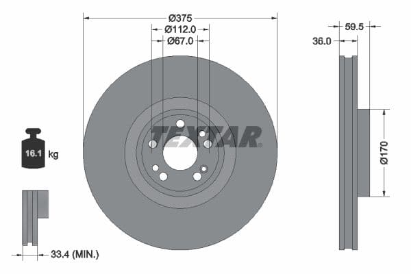 Disc frana TEXTAR PRO+ 92346705