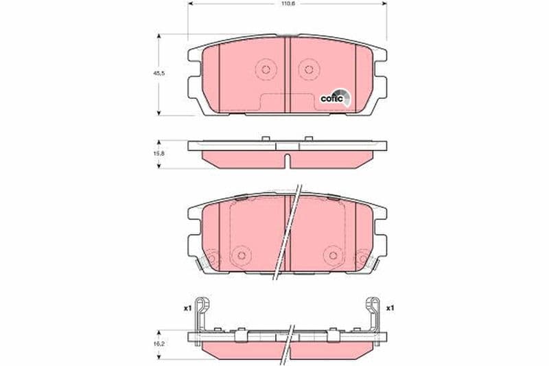 set placute frana,frana disc TRW COTEC GDB3296