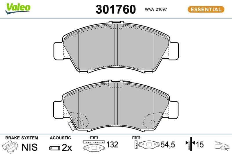 set placute frana,frana disc VALEO ESSENTIAL 301760