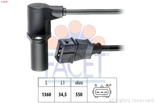 Senzor impulsuri, arbore cotit FACET Made in Italy - OE Equivalent 9.0040