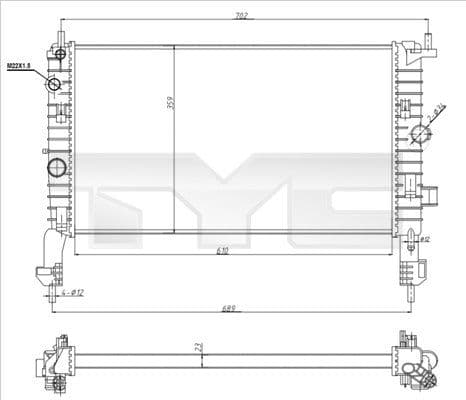 Radiator, racire motor TYC 725-0048-R