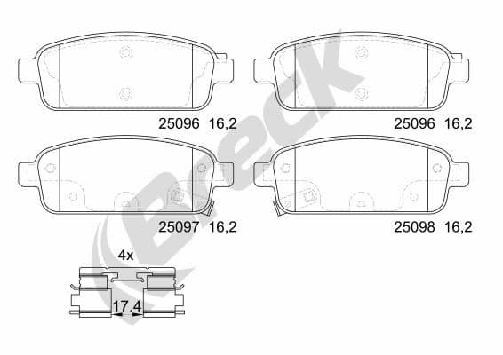 set placute frana,frana disc BRECK 25096 00 704 20