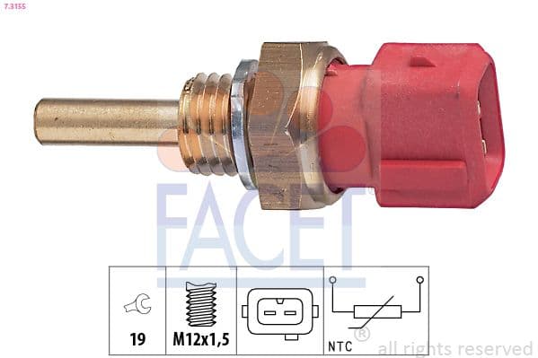 senzor,temperatura lichid de racire FACET Made in Italy - OE Equivalent 7.3155