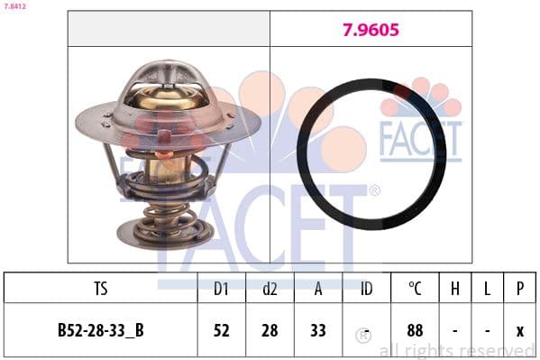 termostat,lichid racire FACET Made in Italy - OE Equivalent 7.8412