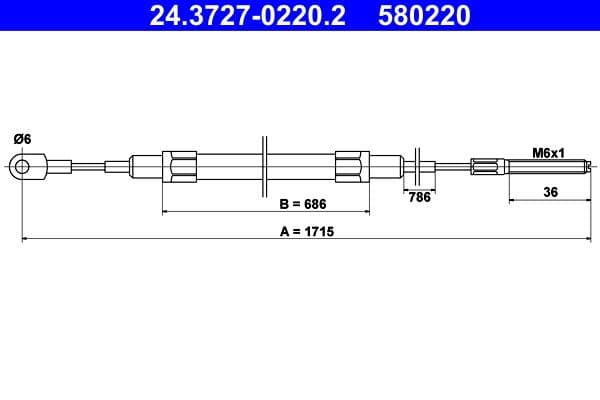 Cablu, frana de parcare ATE 24.3727-0220.2