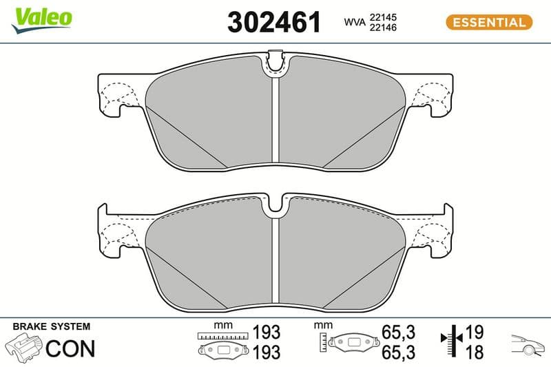 set placute frana,frana disc VALEO ESSENTIAL 302461