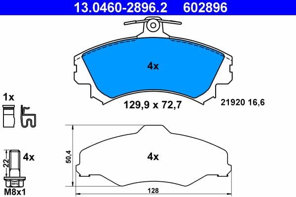set placute frana,frana disc ATE 13.0460-2896.2