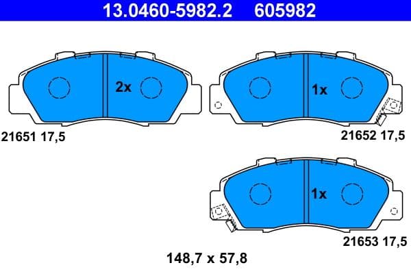 set placute frana,frana disc ATE 13.0460-5982.2