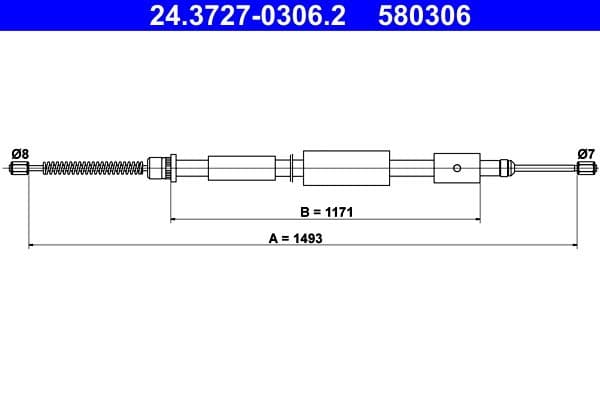 Cablu, frana de parcare ATE 24.3727-0306.2