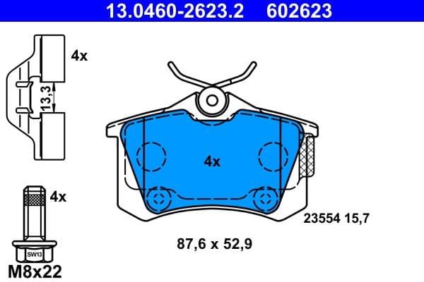 set placute frana,frana disc ATE 13.0460-2623.2