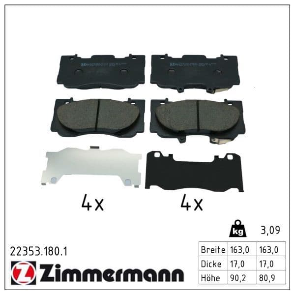 set placute frana,frana disc ZIMMERMANN 22353.180.1