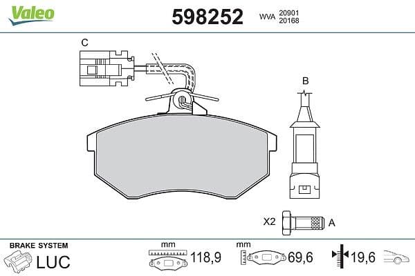 set placute frana,frana disc VALEO 598252