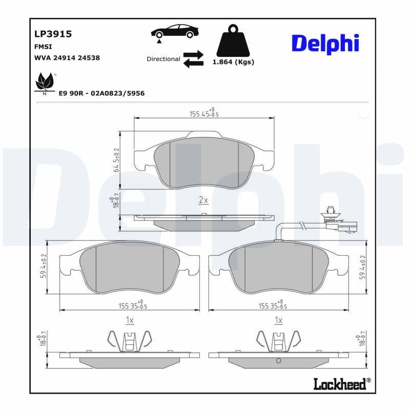 set placute frana,frana disc DELPHI LP3915