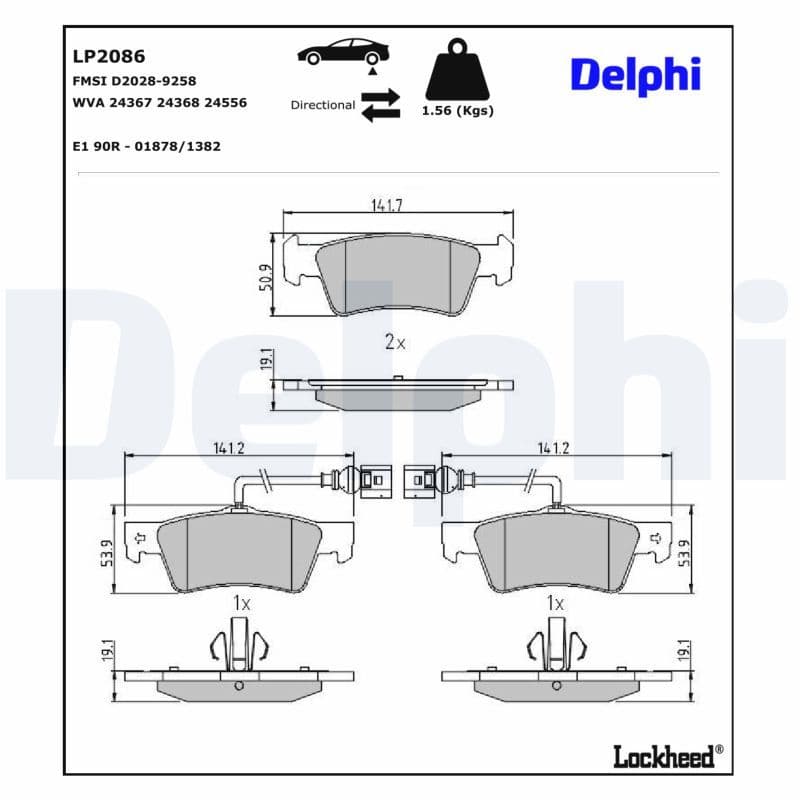 set placute frana,frana disc DELPHI LP2086