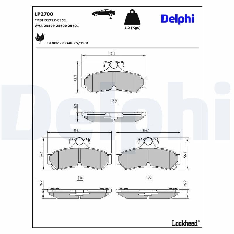set placute frana,frana disc DELPHI LP2700