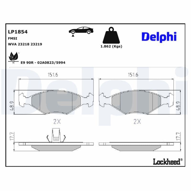 set placute frana,frana disc DELPHI LP1854