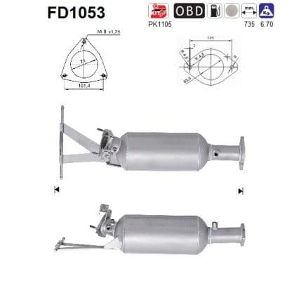 Filtru funingine/particule, sist.de esapament AS-PL FD1053