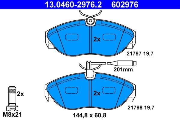 set placute frana,frana disc ATE 13.0460-2976.2