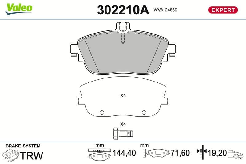 set placute frana,frana disc VALEO 302210A