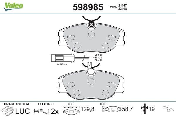 set placute frana,frana disc VALEO 598985