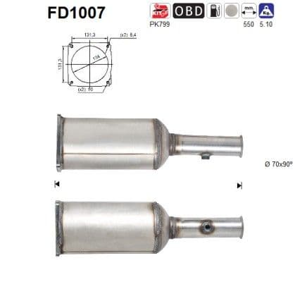 Filtru funingine/particule, sist.de esapament AS-PL FD1007