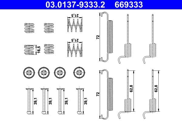 set accesorii, saboti frana parcare ATE 03.0137-9333.2