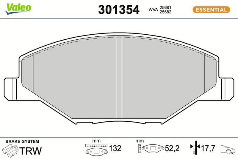 set placute frana,frana disc VALEO ESSENTIAL 301354