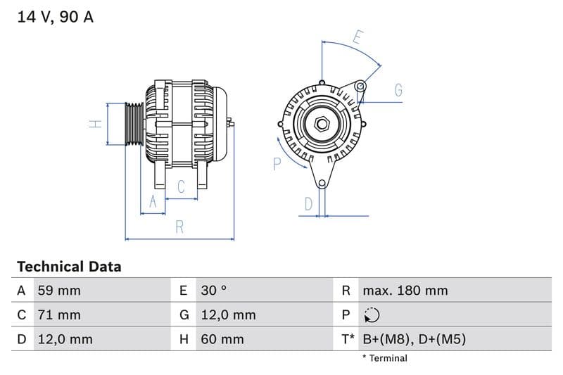 Generator / Alternator BOSCH 0 986 042 000