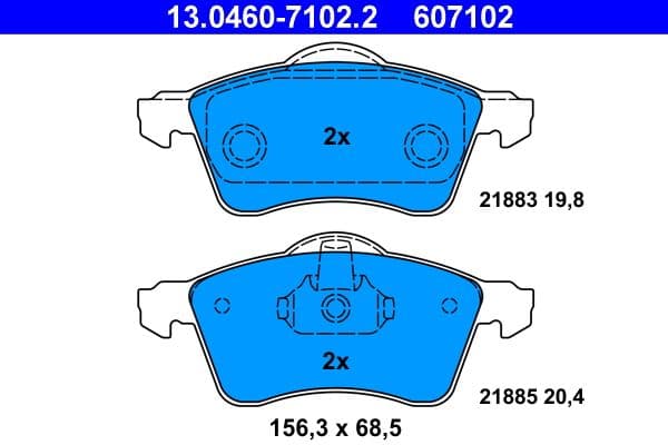 set placute frana,frana disc ATE 13.0460-7102.2