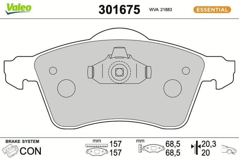 set placute frana,frana disc VALEO ESSENTIAL 301675