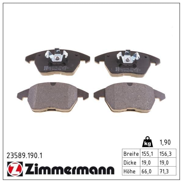 set placute frana,frana disc ZIMMERMANN 23589.190.1