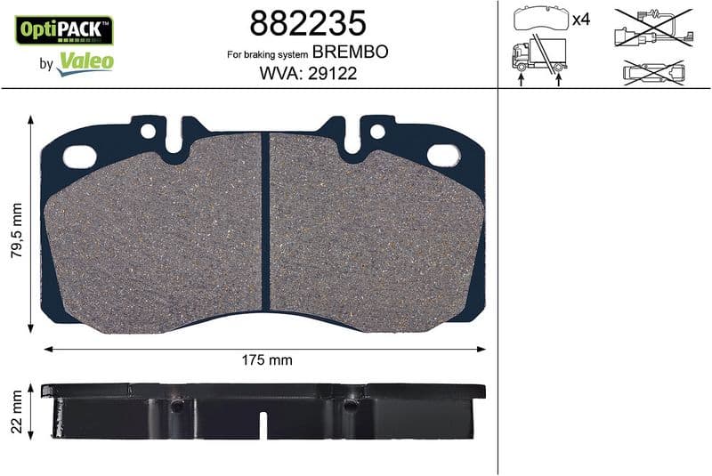 set placute frana,frana disc VALEO OPTIPACK 882235