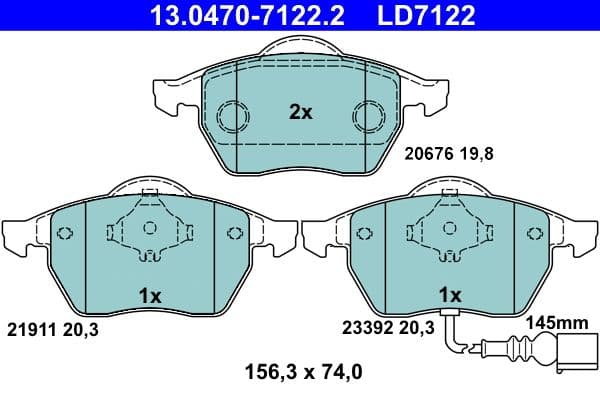 set placute frana,frana disc ATE Ceramic 13.0470-7122.2