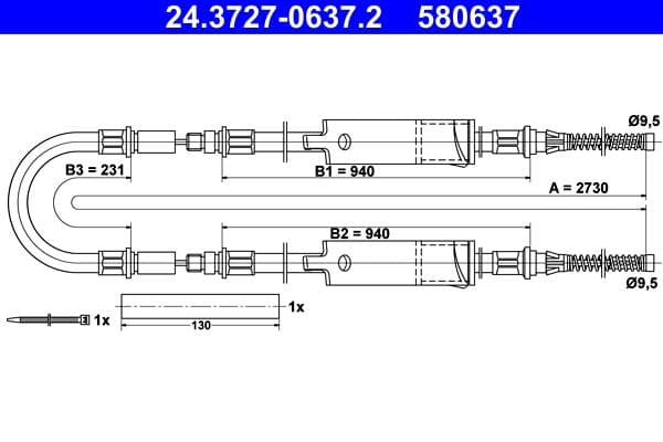 Cablu, frana de parcare ATE 24.3727-0637.2
