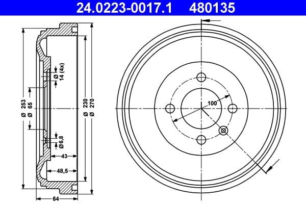 Tambur frana ATE 24.0223-0017.1