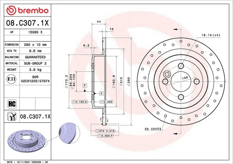 Disc frana BREMBO XTRA LINE - Xtra 08.C307.1X