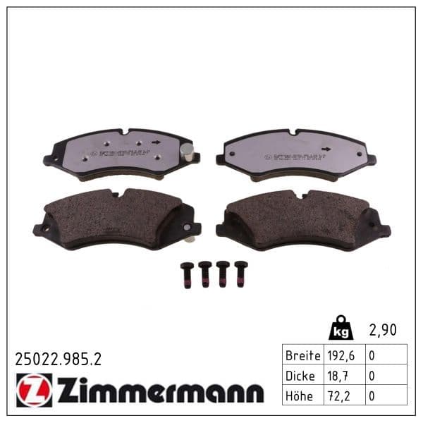 set placute frana,frana disc ZIMMERMANN rd:z 25022.985.2