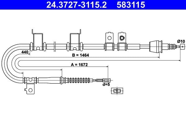 Cablu, frana de parcare ATE 24.3727-3115.2