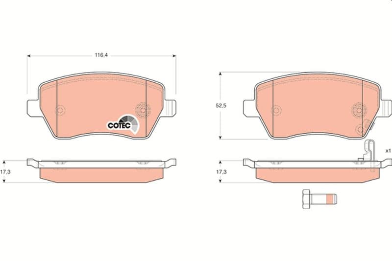set placute frana,frana disc TRW COTEC GDB3396