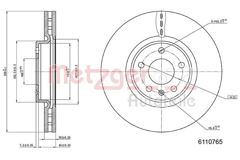 Disc frana METZGER AUTOTEILE 6110765