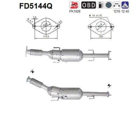 Filtru funingine/particule, sist.de esapament AS-PL FD5144Q