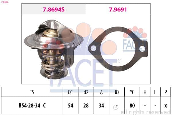 termostat,lichid racire FACET Made in Italy - OE Equivalent 7.8694