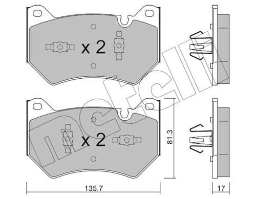 set placute frana,frana disc METELLI 22-1170-1